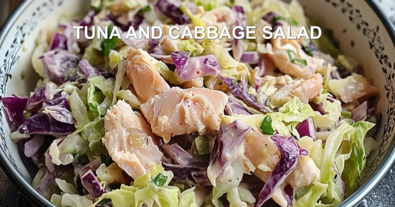 TUNA AND CABBAGE SALAD centered hero view, clean and uncluttered