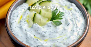 TZATZIKI SAUCE centered hero view, clean and uncluttered