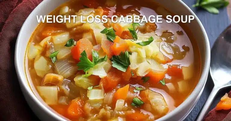 WEIGHT LOSS CABBAGE SOUP centered hero view, clean and uncluttered