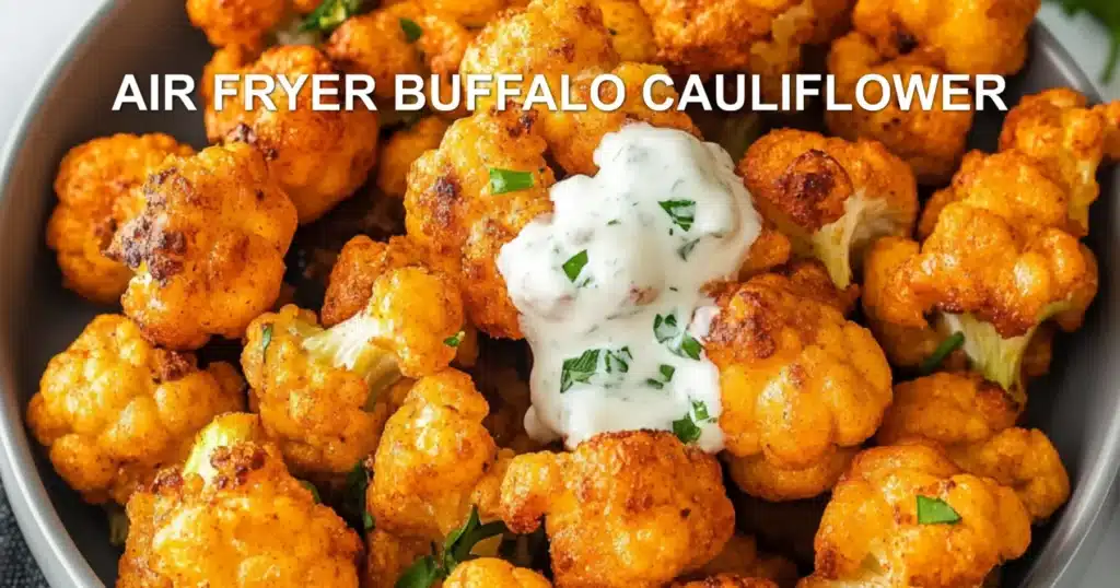 AIR FRYER BUFFALO CAULIFLOWER centered hero view, clean and uncluttered