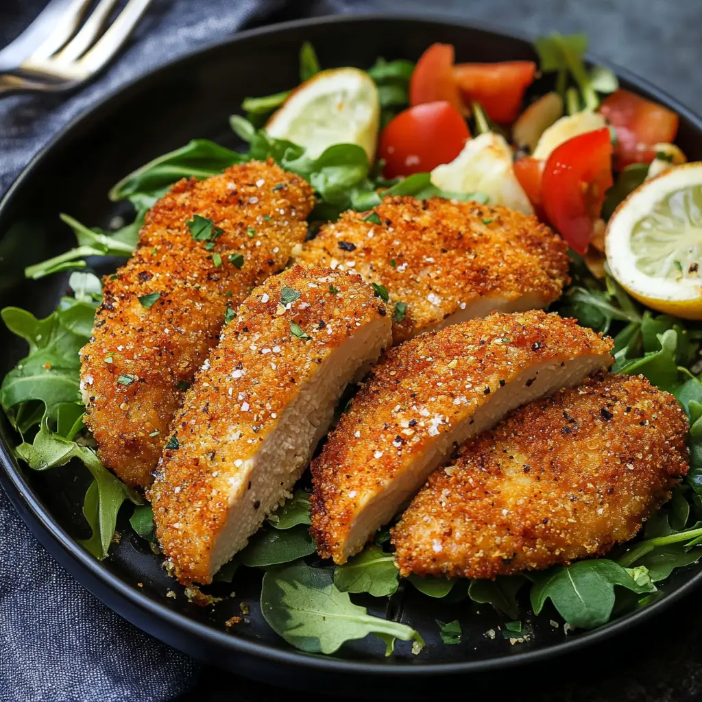AIR FRYER CRISPY CHICKEN BREAST centered hero view, clean and uncluttered