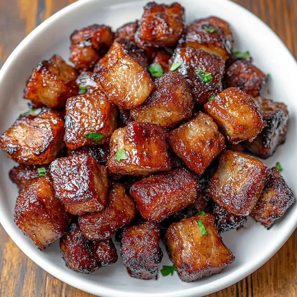 Air Fryer Pork Belly Bites Recipe Easy Delicious 6 AIR FRYER PORK BELLY BITES centered hero view, clean and uncluttered