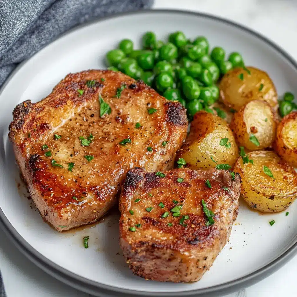 AIR FRYER PORK CHOPS centered hero view, clean and uncluttered