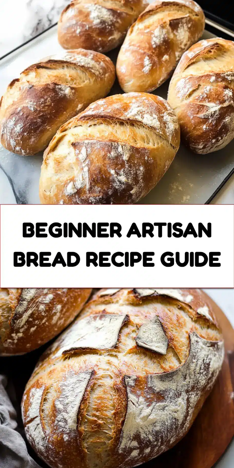 ARTISAN BREAD RECIPE centered hero view, clean and uncluttered_pin
