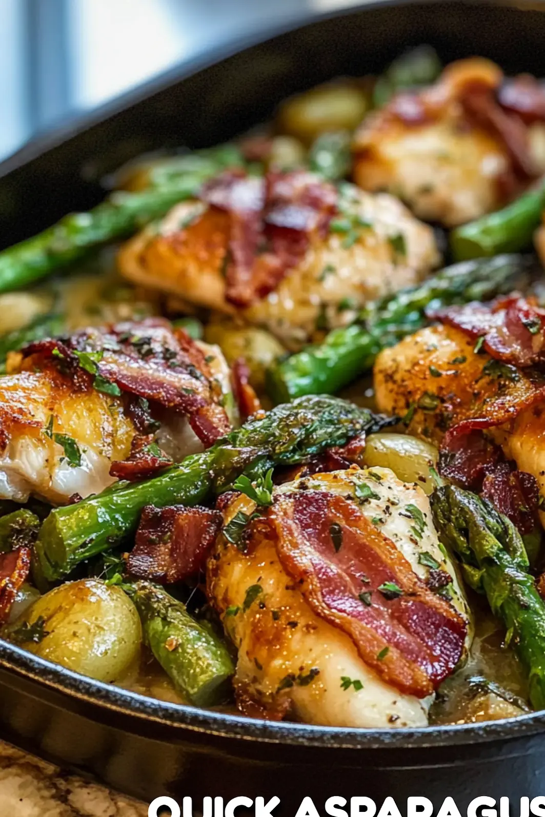 ASPARAGUS BACON CHICKEN POTATO centered hero view, clean and uncluttered_pin