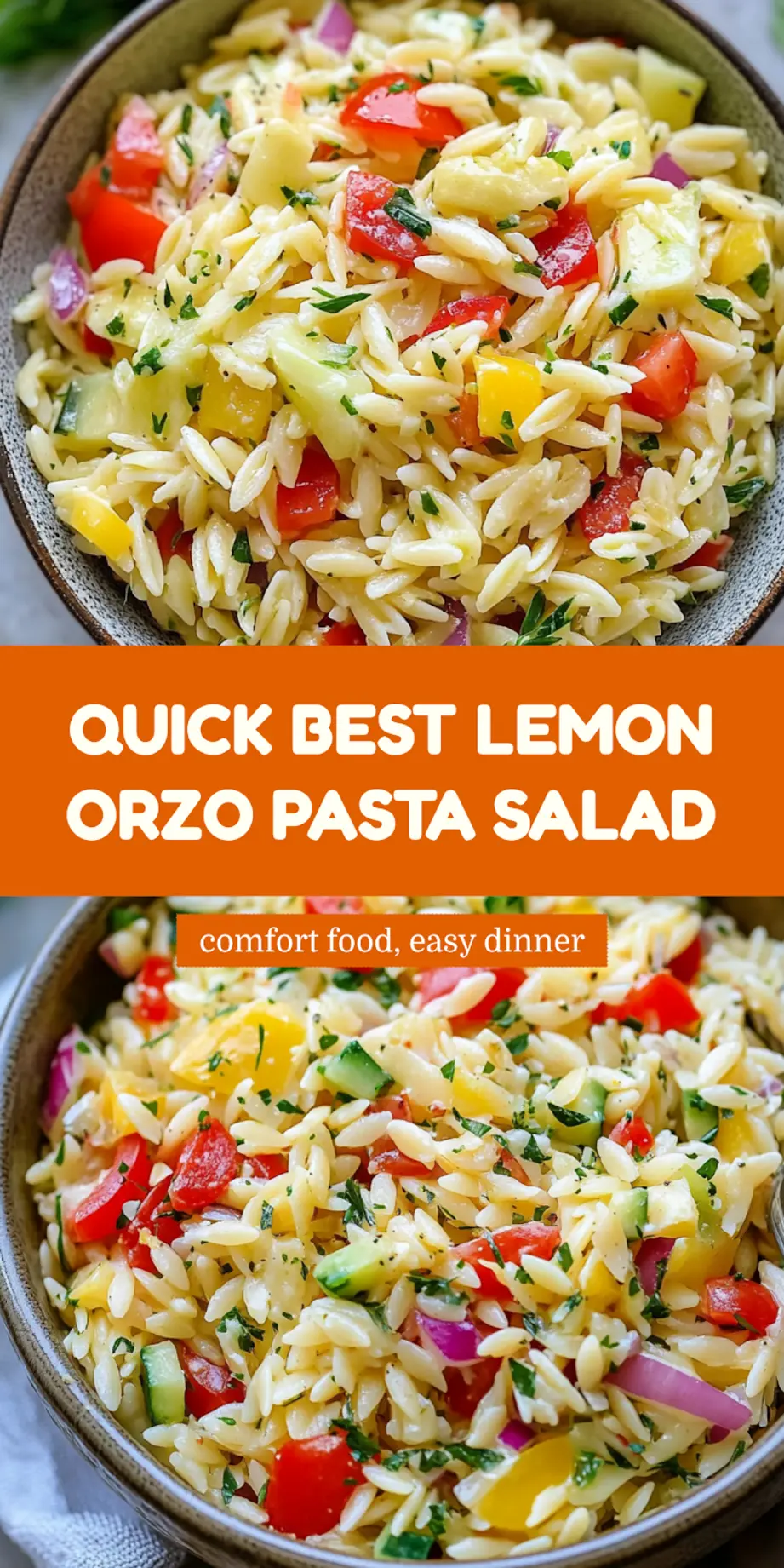 Best Lemon Orzo Pasta Salad Recipe Quick and Fresh 7 Best lemon orzo pasta salad recipe pin image with vibrant colors and fresh ingredients
