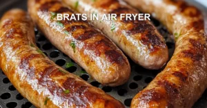 BRATS IN AIR FRYER centered hero view, clean and uncluttered
