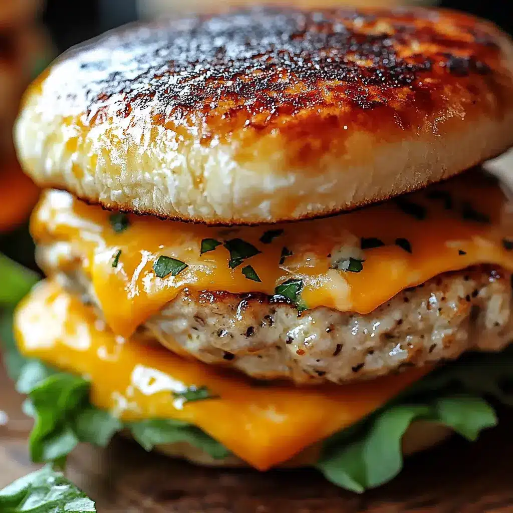 CHEDDAR RANCH CHICKEN BURGERS centered hero view, clean and uncluttered