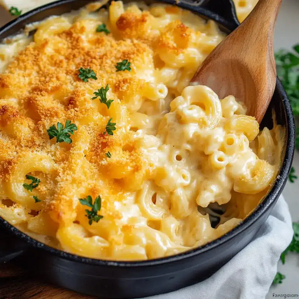 Chick Fil A Mac and Cheese Recipe: Easy Homemade Perfection 6 Chick Fil A Mac and Cheese in a casserole dish with a creamy golden cheese sauce