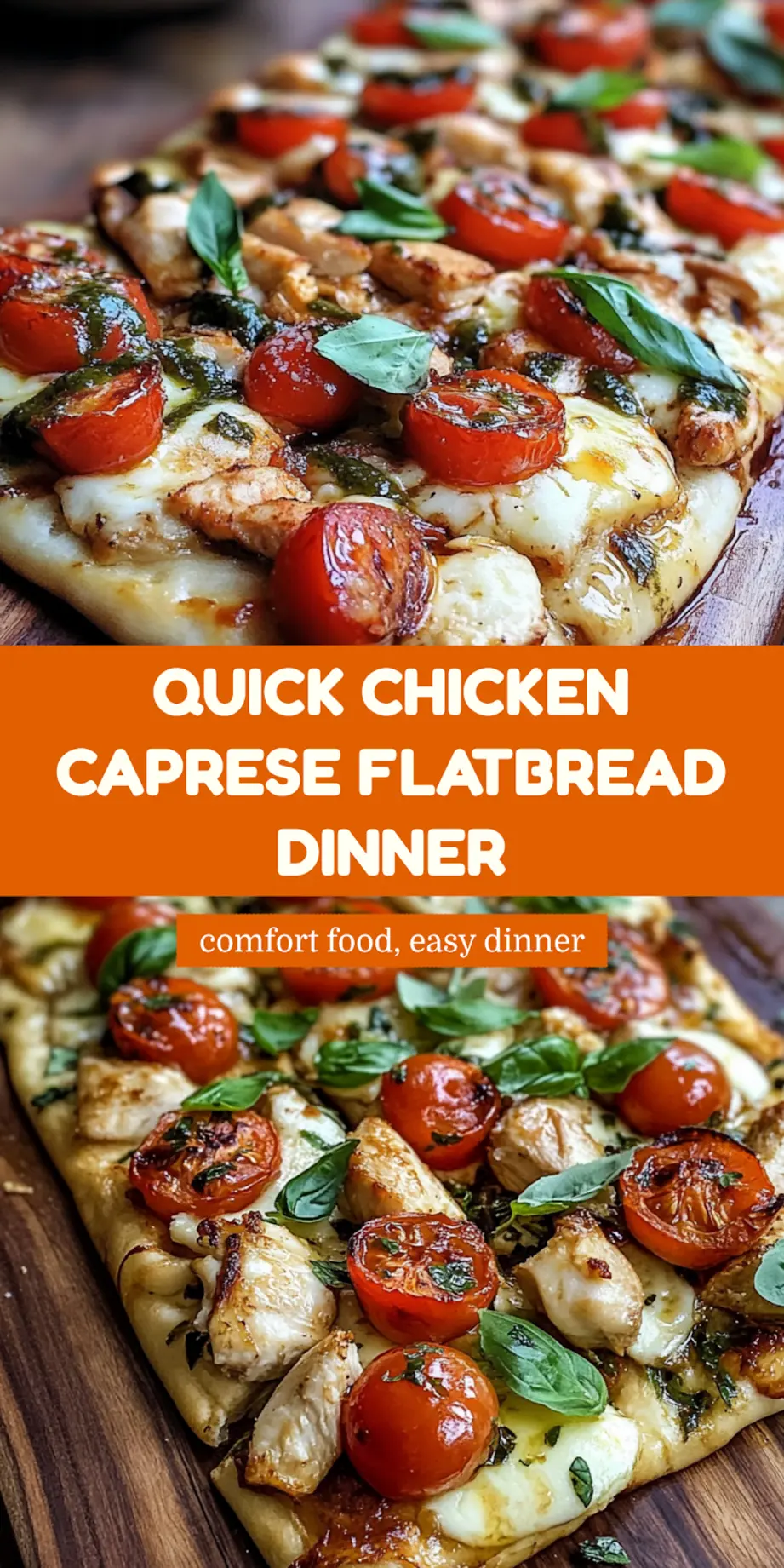 Easy Chicken Caprese Flatbread Recipe Perfect for Dinner 7 Chicken Caprese Flatbread with fresh basil, melted mozzarella and ripe tomatoes on naan