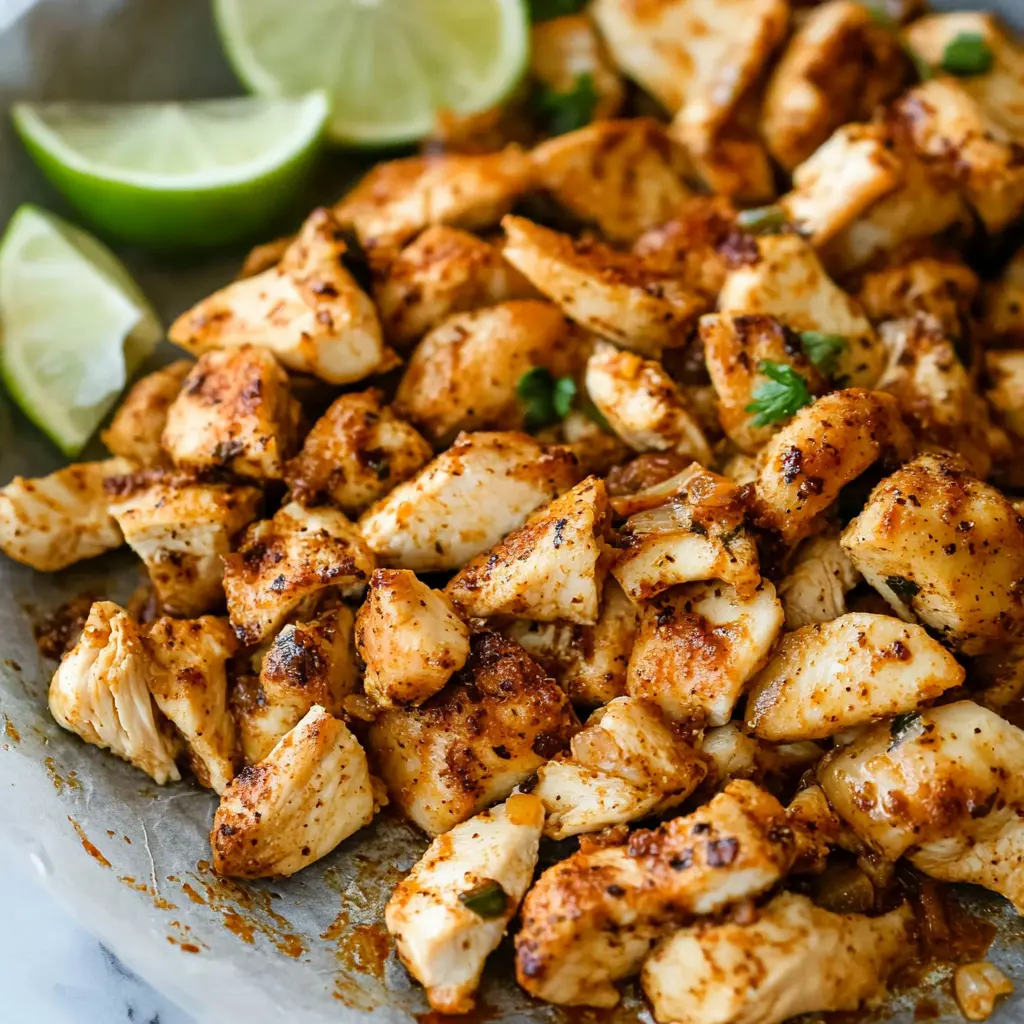 COPYCAT CHIPOTLE CHICKEN RECIPE centered hero view, clean and uncluttered
