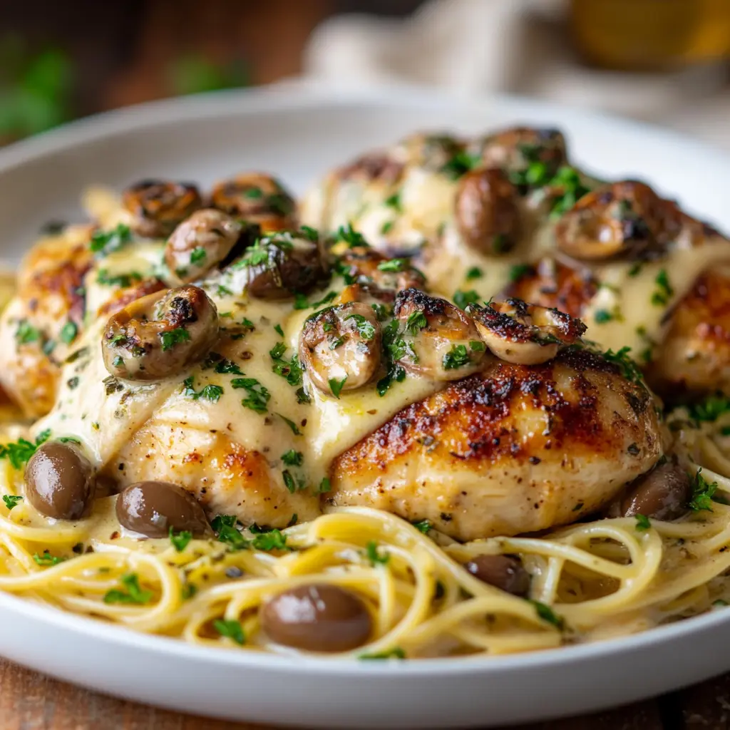 Copycat Olive Garden Chicken Recipe Easy and Delicious 6 Copycat Olive Garden Chicken and Shrimp Carbonara in a baking dish with golden crispy topping