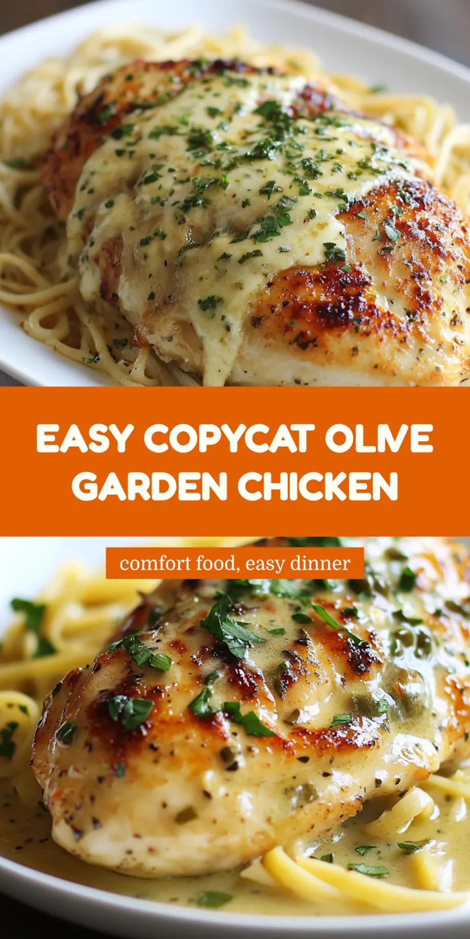 Copycat Olive Garden Chicken Recipe Easy and Delicious 7 Copycat Olive Garden Chicken and Shrimp Carbonara pinnable recipe image