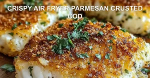 CRISPY AIR FRYER PARMESAN CRUSTED COD centered hero view, clean and uncluttered