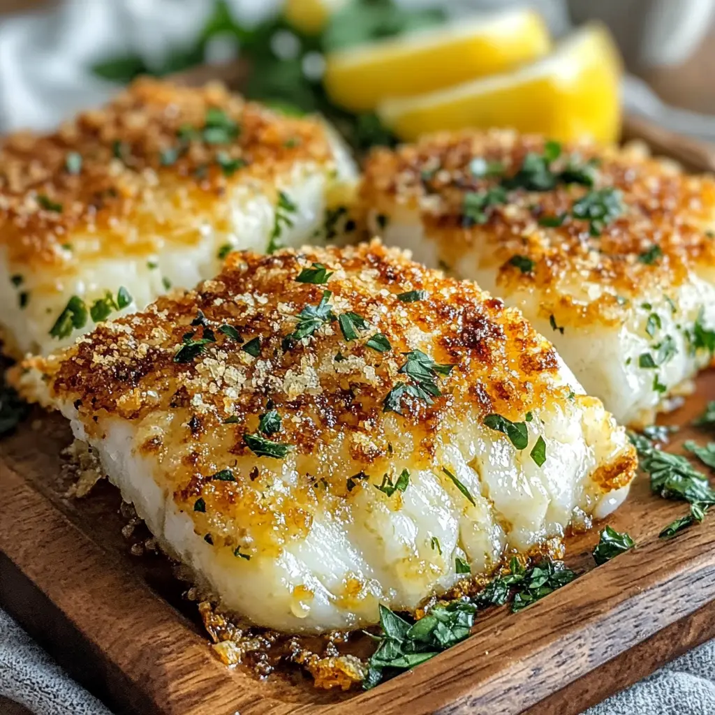 Crispy Air Fryer Parmesan Crusted Cod centered hero view, clean and uncluttered