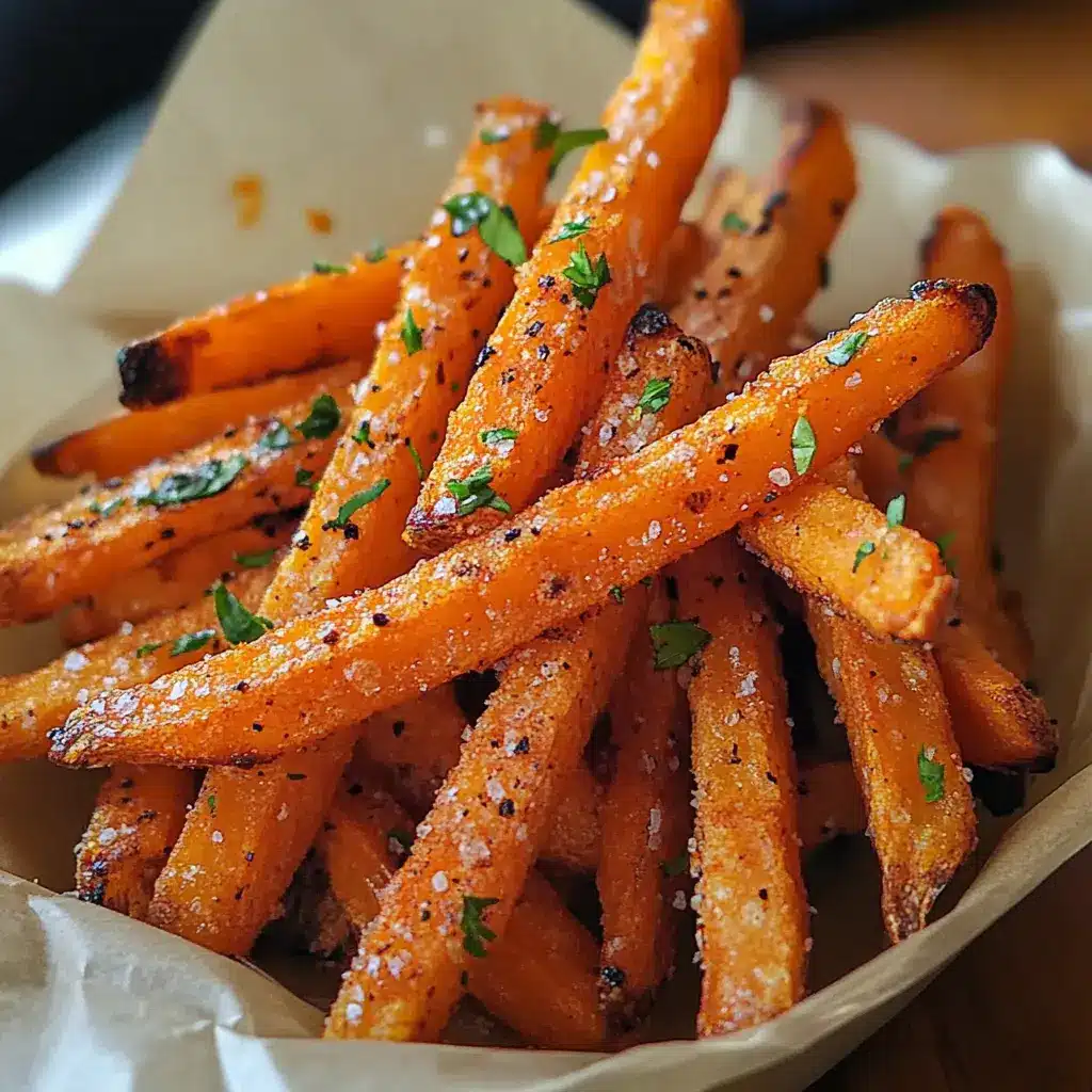Crispy oven baked sweet potato fries centered hero view, clean and uncluttered