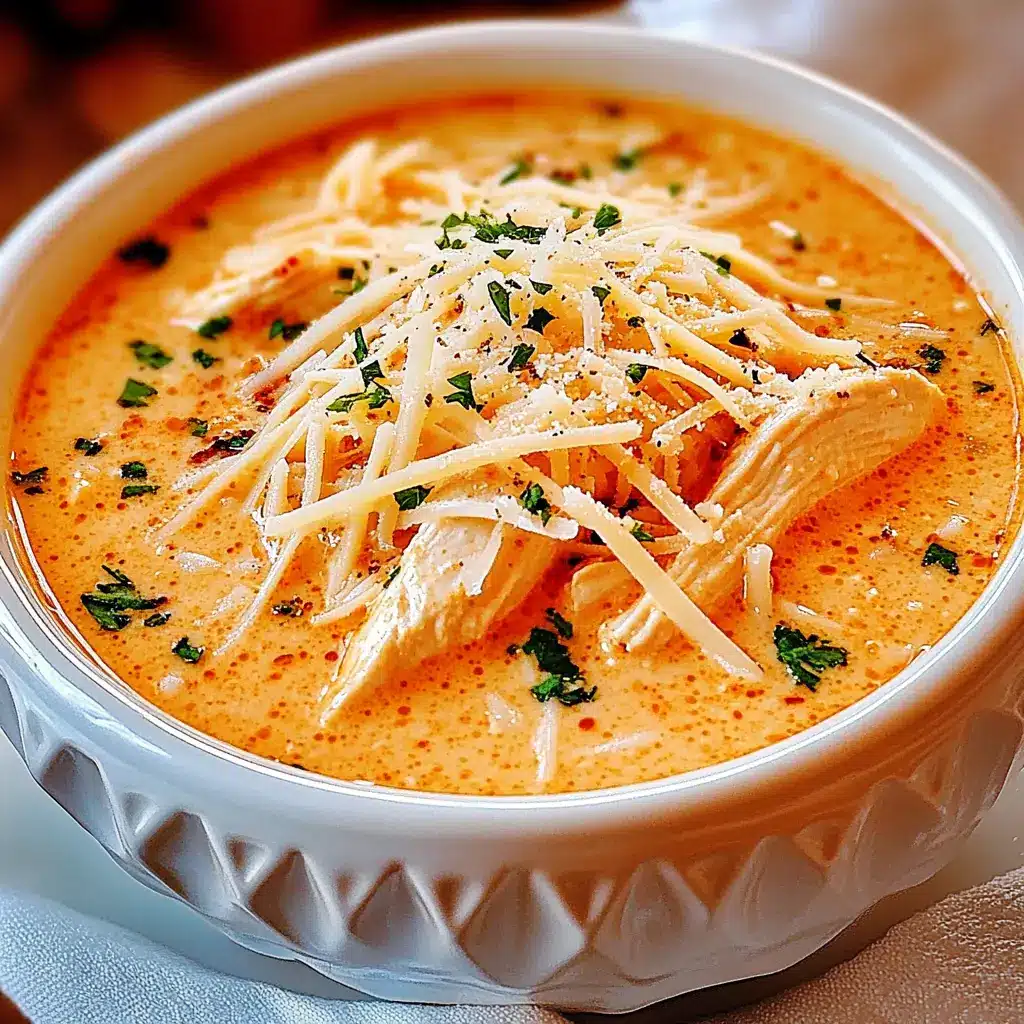 Crock Pot Creamy Chicken Parmesan Soup Easy Weeknight Dinner 6 CROCK POT CREAMY CHICKEN PARMESAN SOUP centered hero view, clean and uncluttered