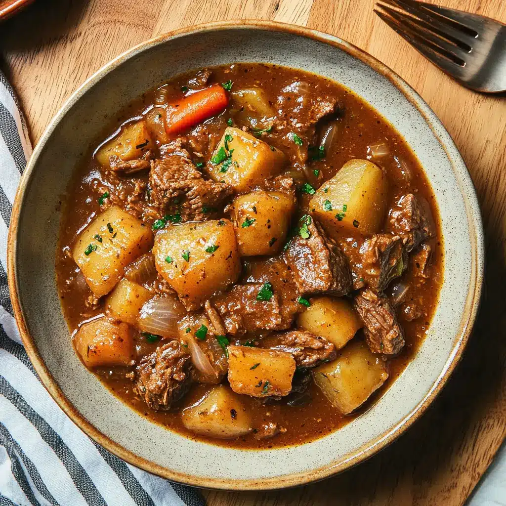 Crockpot Beef Stew Recipe Easy Comforting Weeknight Dinner 6 CROCKPOT BEEF STEW centered hero view, clean and uncluttered