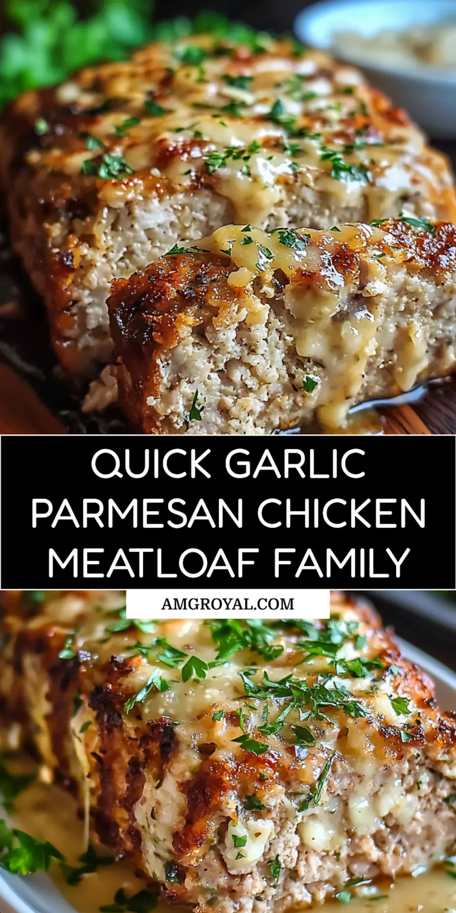 Garlic Parmesan Chicken Meatloaf Recipe Easy and Delicious 3 GARLIC PARMESAN CHICKEN MEATLOAF centered hero view, clean and uncluttered