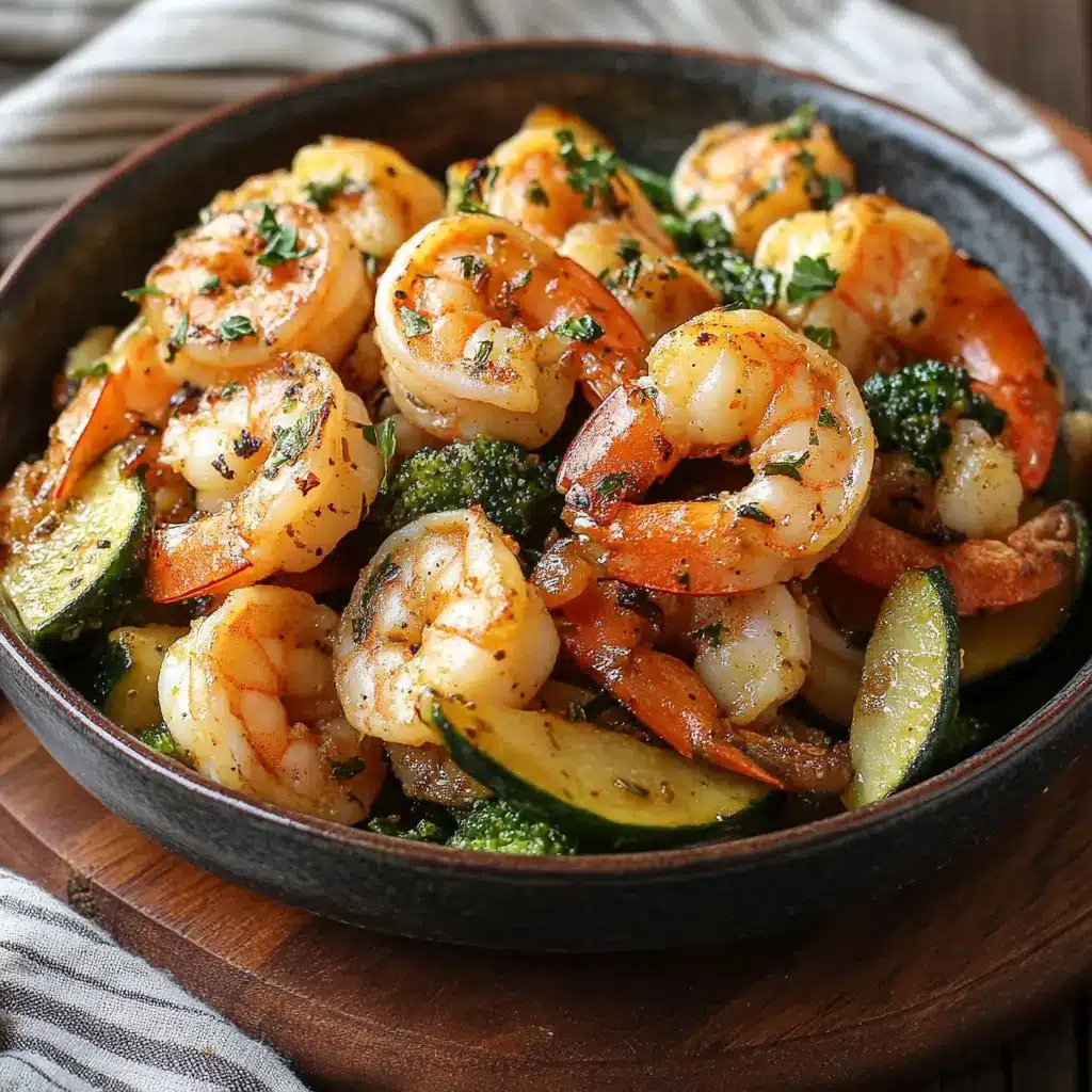 Garlic Shrimp Stir Fry centered hero view, clean and uncluttered