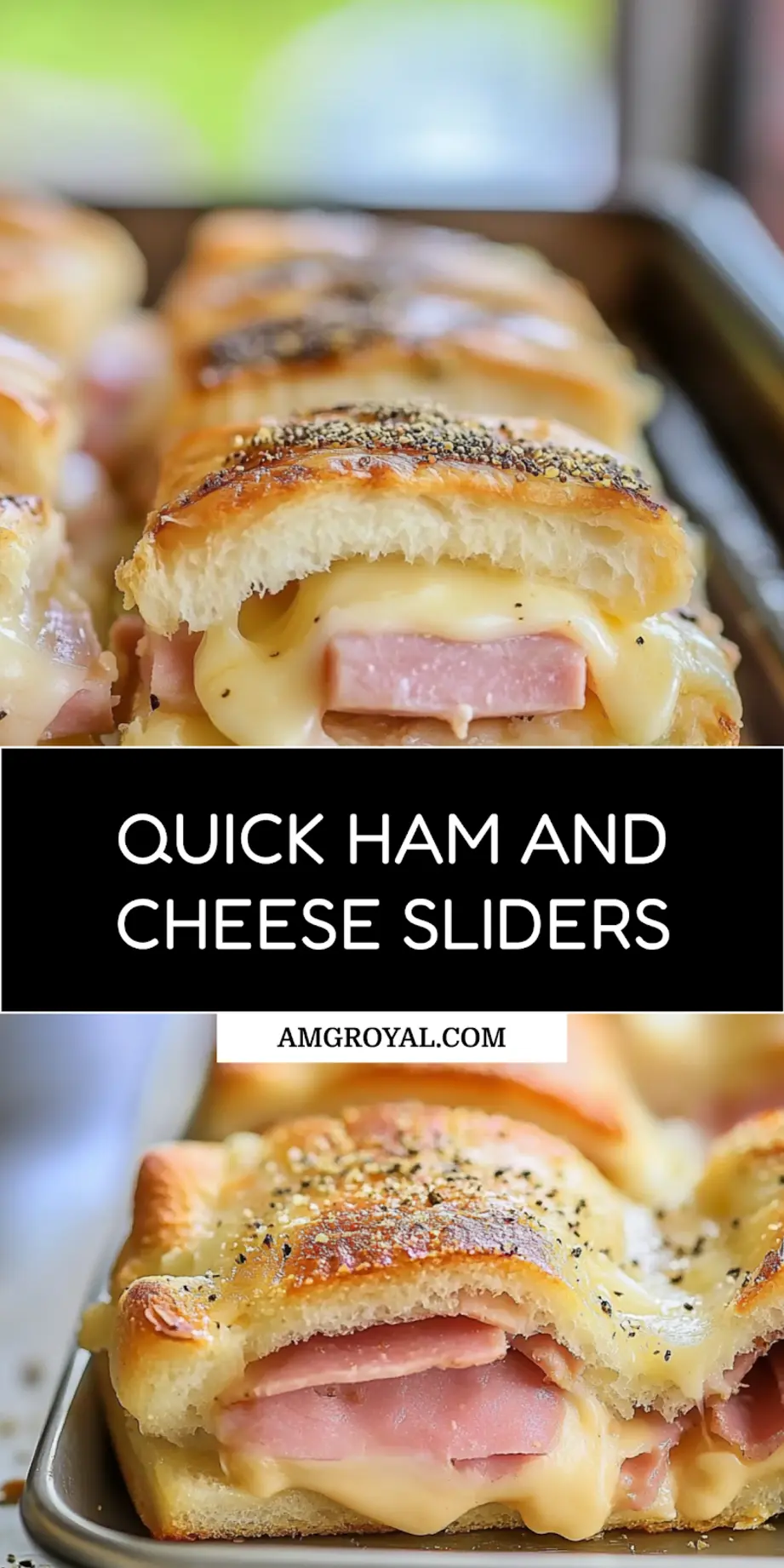 HAM AND CHEESE SLIDERS centered hero view, clean and uncluttered