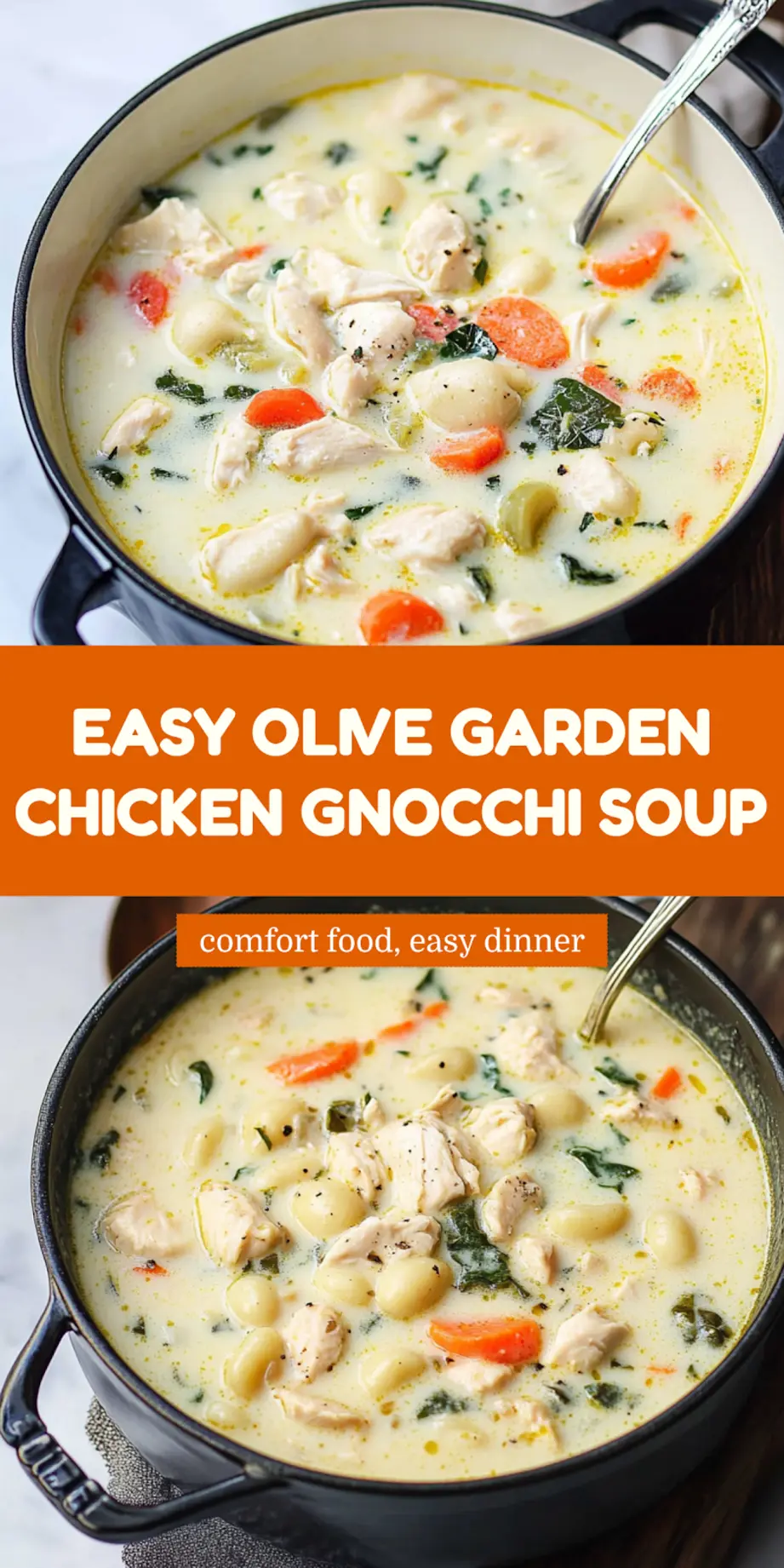 Olive Garden Chicken Gnocchi Soup Recipe Easy Cozy 7 Olive Garden Chicken Gnocchi Soup pin image for Pinterest with recipe details