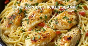 Olive Garden Chicken Scampi Recipe Easy Homemade Copycat OLIVE GARDEN CHICKEN SCAMPI centered hero view, clean and uncluttered