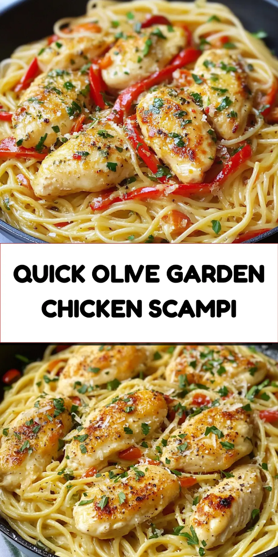 OLIVE GARDEN CHICKEN SCAMPI centered hero view, clean and uncluttered