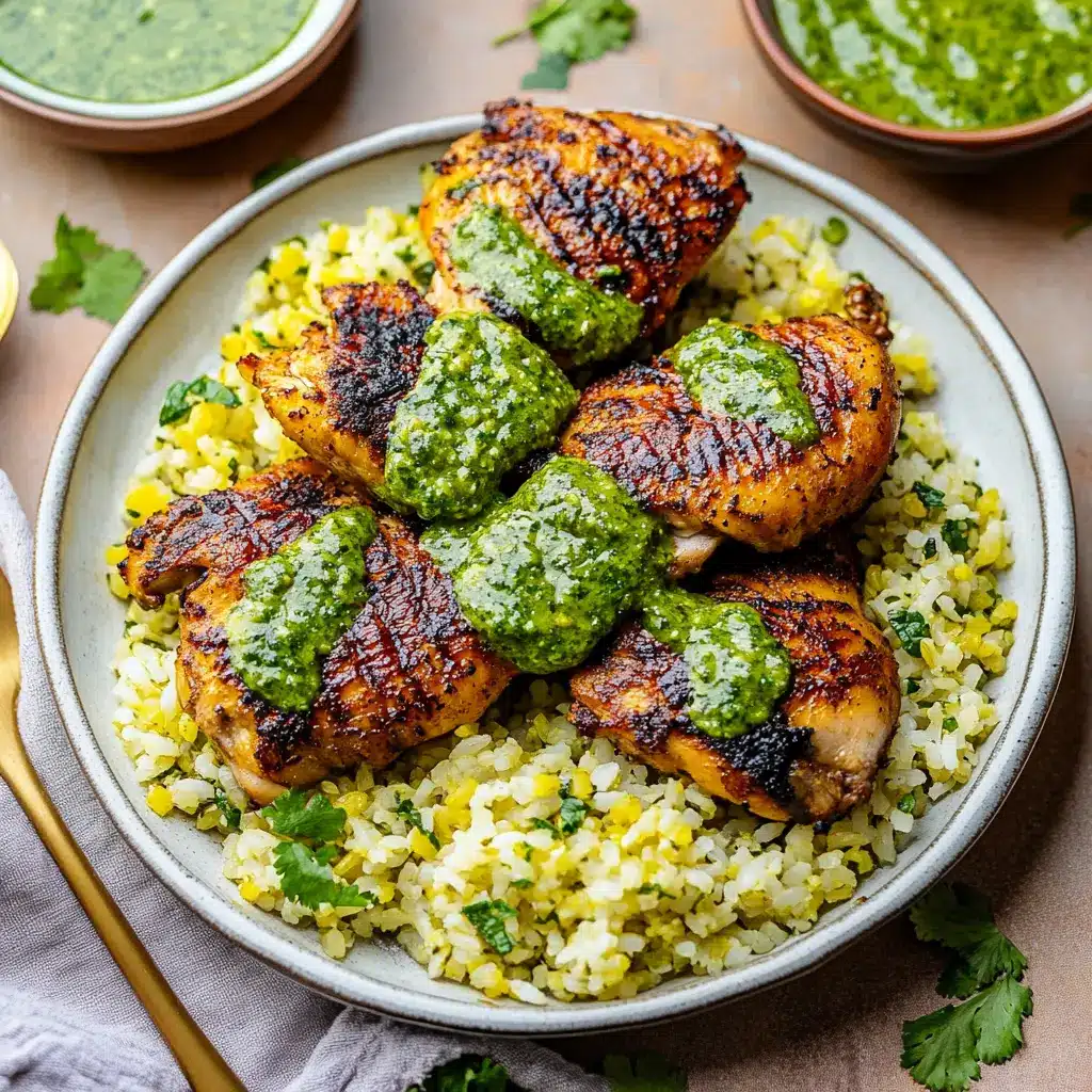 PERUVIAN CHICKEN AND RICE WITH GREEN SAUCE centered hero view, clean and uncluttered