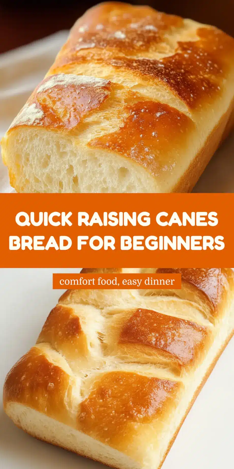 Raising Canes bread recipe pinnable image with golden crispy garlic butter toast