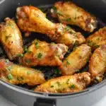AIR FRYER FROZEN CHICKEN WINGS centered hero view, clean and uncluttered