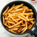 AIR FRYER FROZEN FRENCH FRIES centered hero view, clean and uncluttered