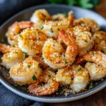 AIR FRYER GARLIC PARMESAN SHRIMP centered hero view, clean and uncluttered