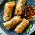 AIR FRYER RICE PAPER NOODLE ROLLS centered hero view, clean and uncluttered