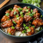AIR FRYER SESAME CHICKEN centered hero view, clean and uncluttered