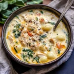 CREAMY CHICKEN GNOCCHI SOUP centered hero view, clean and uncluttered