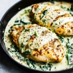 CREAMY SPINACH CHICKEN centered hero view, clean and uncluttered