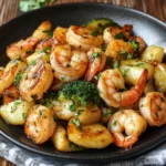 GARLIC SHRIMP STIR FRY centered hero view, clean and uncluttered