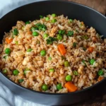GROUND CHICKEN FRIED RICE centered hero view, clean and uncluttered
