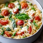 HEALTHY BAKED FETA ORZO centered hero view, clean and uncluttered