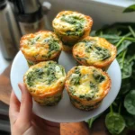 HIGH PROTEIN SPINACH AND CHEESE EGG MUFFINS centered hero view, clean and uncluttered