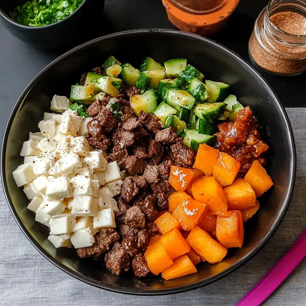 Hot Honey Cottage Cheese Sweet Potato Beef Bowl