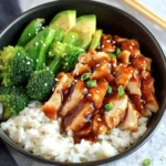 TERIYAKI CHICKEN RICE BOWLS centered hero view, clean and uncluttered