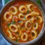 TOMATO TORTELLINI SOUP centered hero view, clean and uncluttered