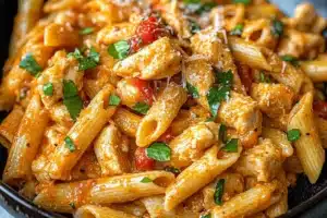 SPICY CHICKEN CHIPOTLE PASTA COPYCAT centered hero view, clean and uncluttered