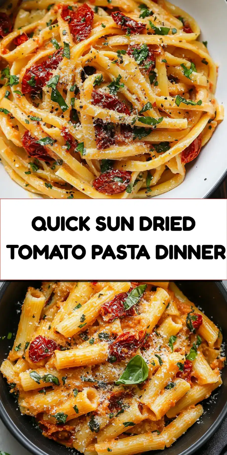 Sun Dried Tomato Pasta centered hero view, clean and uncluttered