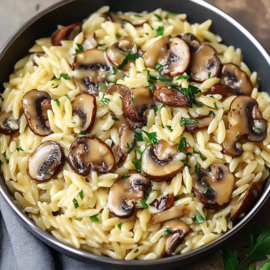Tasty Orzo with Mushrooms Recipe Easy and Delicious 6 Tasty orzo with mushrooms centered hero view, clean and uncluttered