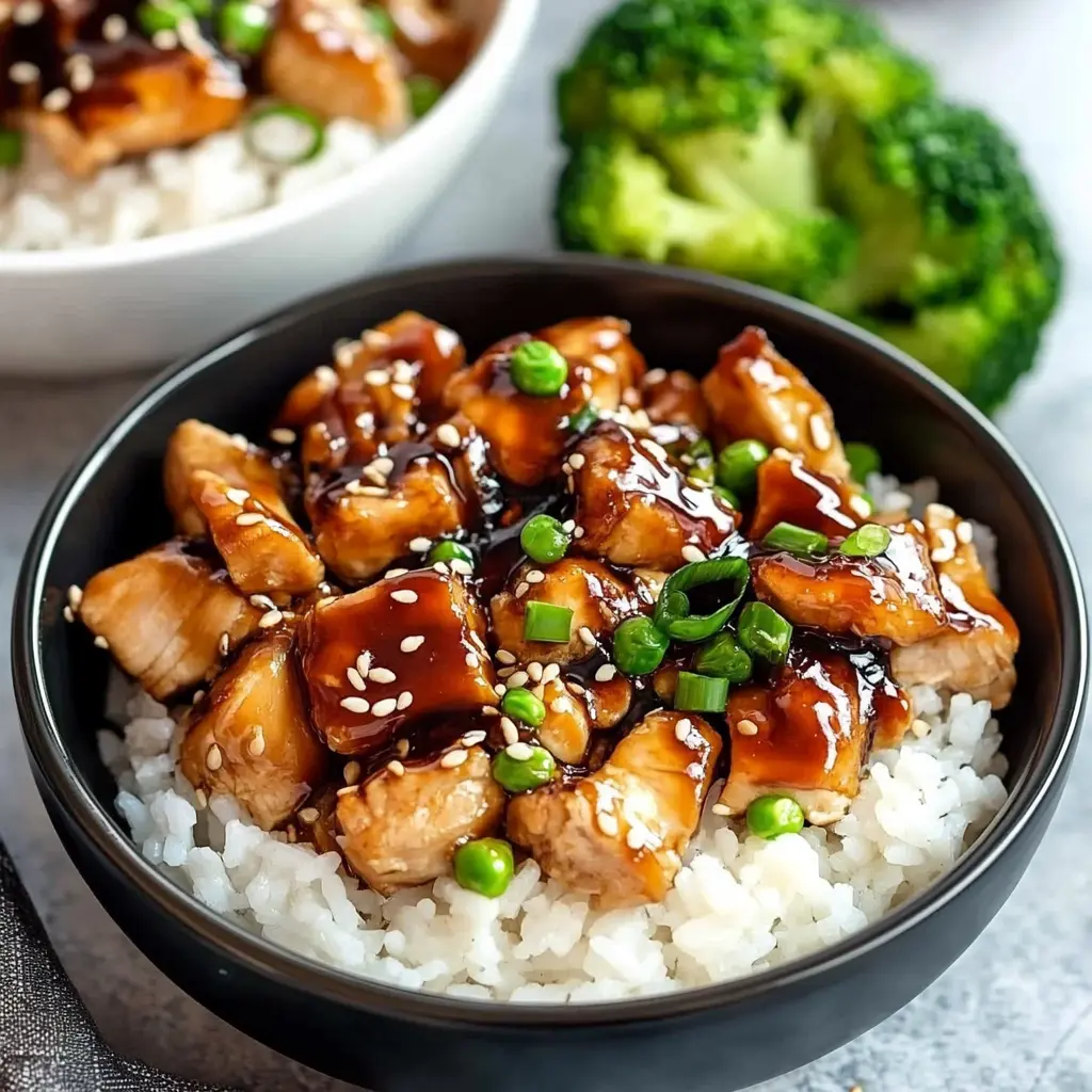 Teriyaki Chicken Rice Bowls centered hero view, clean and uncluttered