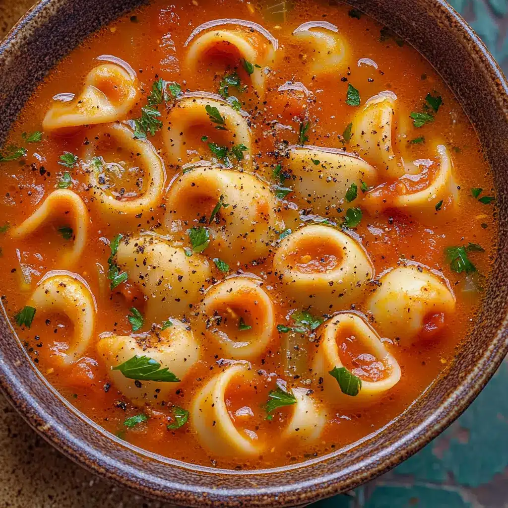 Tomato Tortellini Soup Easy Cozy Dinner Recipe 6 Tomato tortellini soup in a white bowl with fresh basil and parmesan