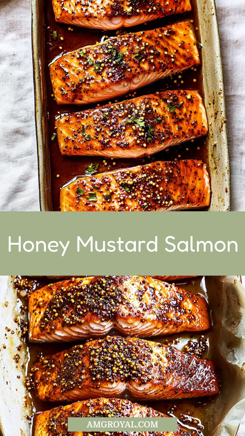 20 minute honey mustard salmon centered hero view, clean and uncluttered